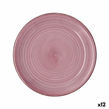 Plato Llano Quid Vita Peoni Cerámica Rosa Ø 27 Cm (12 Unidades)