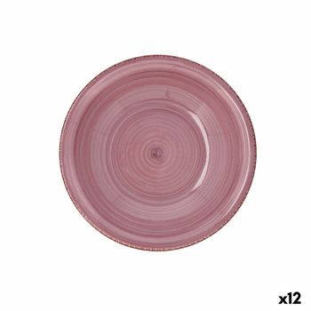 Plato Hondo Quid Vita Peoni Cerámica Rosa Ø 21,5 Cm (12 Unidades)