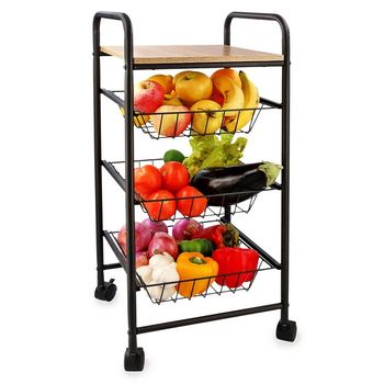 Carrito Frutero verdulero 4 cestos 4 ruedas 40x85 cm Mito Azul Plastico