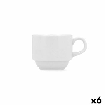 Taza Bidasoa Glacial Café Cerámica Blanco 180 Ml (6 Unidades)