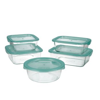 Set De Fiambreras Luminarc Keep'n Lagon Cristal Bicolor (5 Pcs)