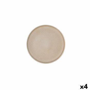 Plato Llano Ariane Porous Cerámica Beige Ø 21 Cm (4 Unidades)