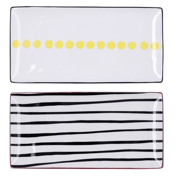 Bandeja Rectangular Porcelana Zigzag 30,5x15,2x2cm