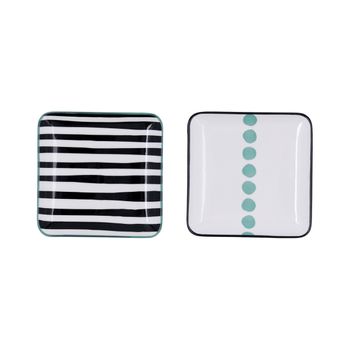 Set 2 Bandejas Porcelana Surtidas Zigzag 15x15cm