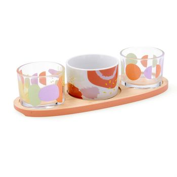 Tabla Aperitivo Bambú Vidrio Porcelana Kaleido 25x10x5,5cm