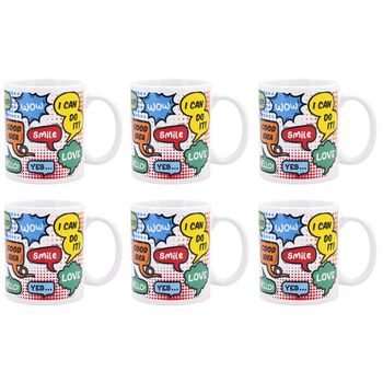 Set 6 Mugs Cerámica Wow Comic Quid Comic 33cl