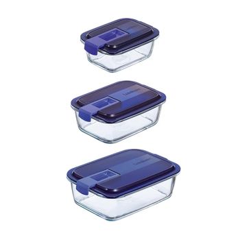 Set 3 Recipientes Vidrio Con Tapa Easy Box 122-82-38cl