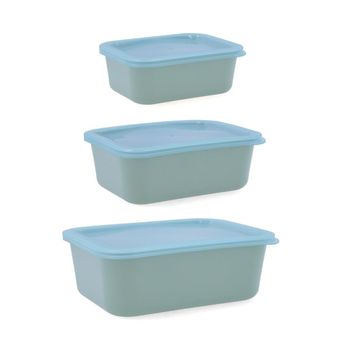 Set 3 Recipientes Rectangulares Con Tapa Inspira 380-740-1340ml