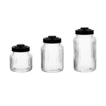 Set 3 Tarros Vidrio Con Tapa Rosca Cocin Maison 500-1000-1250ml