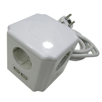 Base Cubo 4 Tomas Com Interrutor + 2 Puertos Usb + Proteção Sobre Tensão