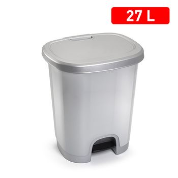 Cubo Pedal 27 Litros Plata Plasticforte - Neoferr