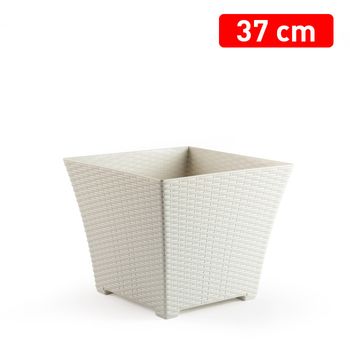 Maceta Rattan Cuadrada 37 Cm Marfil Plasticforte - Neoferr