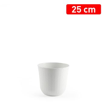 Maceta Rattan Redonda 25 Cm Blanca Plasticforte - Neoferr