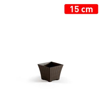 Maceta Rattan Cuadrada 15 Cm Wengue Plasticforte - Neoferr