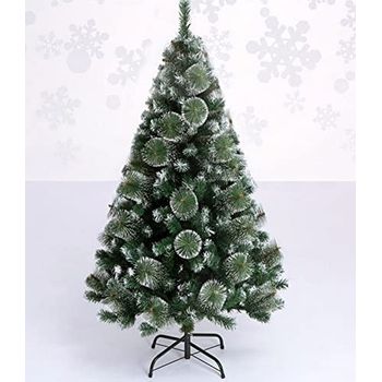 Árbol De Navidad 150cm 1.5m Pino Artificial Decoración Navideña Con Soporte Metálico Ramas Verdes Con Efecto Nieve