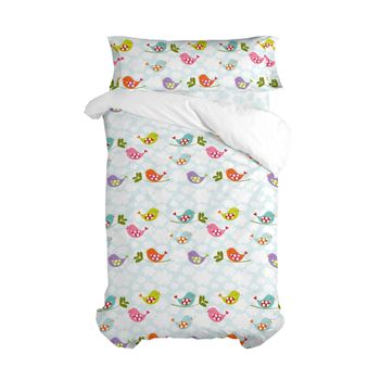 Juego De Funda Nórdica Happyfriday Mr Fox Little Birds Multicolor Cama De 80/90 2 Piezas