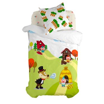 Juego De Funda Nórdica Happyfriday Mr Fox Piggys  Multicolor Cama De 80 2 Piezas