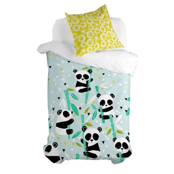 Juego De Funda Nórdica Happyfriday Moshi Moshi Panda Garden Blue Azul Cama De 80 2 Piezas