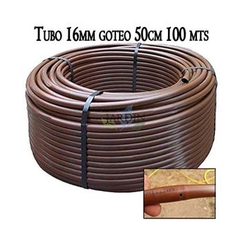 Tuberia de Riego por Goteo 16 mm, Con goteros a 40 cm, Negra, Rollo de  100 metros