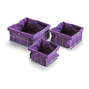 Set De Cajas Organizadoras Apilables Violeta Algodón (3 Piezas)