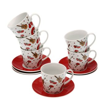 Juego 6 Tazas Café + 6 Platos Ávila Porcelana a precio barato