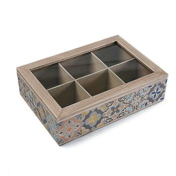 CAJA DE TÉ O INFUSIONES MADERA 21,8X21X10.-Hogarymas