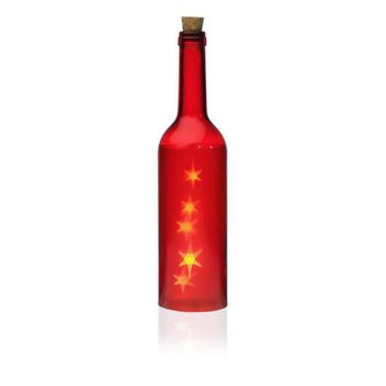 Botella Led Versa Cosmo Roja Cristal (7,3 X 28 X 7,3 Cm)