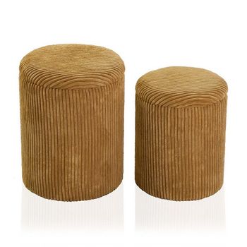 Puff Poliéster Madera Mdf (2 Piezas) (35 X 44 X 35 Cm)