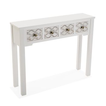 Mueble Recibidor Estrecho Para La Entrada O El Pasillo, Mesa Consola, Blanco Y Marrón, 79x25x97cm