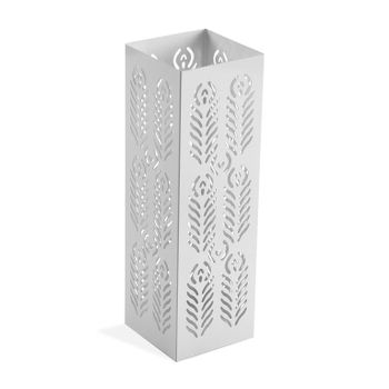 Paragüero Cuadrado De Metal Versa Home Hojas 15,5x15,5x49 Cm - Blanco