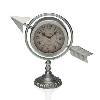 Reloj De Mesa Flecha Completa Plateado Metal (23 X 16 X 8 Cm)