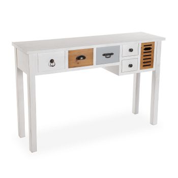 Mueble Recibidor Estrecho Para La Entrada O El Pasillo, Mesa Consola, Marrón Y Blanco, 79x34x120cm