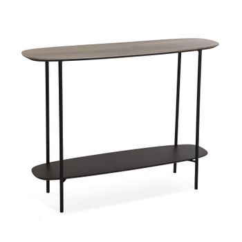 Mueble Recibidor Estrecho Para La Entrada O El Pasillo, Mesa Consola, Marrón Y Negro, 75x30x100cm