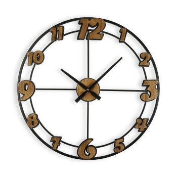 Reloj De Pared Decorativo Para La Cocina, El Salón, El Comedor O La Habitación, Marrón Y Negro, 60x4,5x60cm