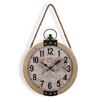 Reloj De Pared Versa Mapamundi Madera Mdf (40 X 6,5 X 47 Cm)