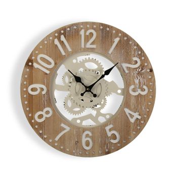 Reloj Pared Madera Y Metal