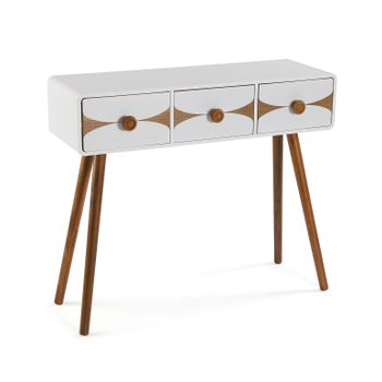 Mueble Recibidor Estrecho Para La Entrada O El Pasillo, Mesa Consola, Blanco Y Marrón, 79x30x90cm