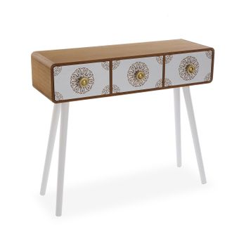 Mueble Recibidor Estrecho Para La Entrada O El Pasillo, Mesa Consola, Blanco Y Marrón, 79x30x90cm