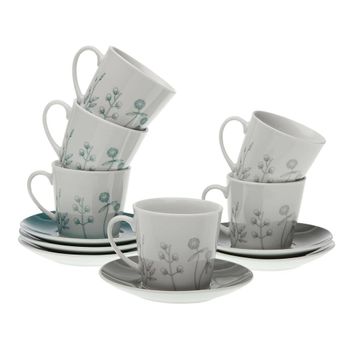 Set 6 tazas café gres 9cl y platillo a juego Vita Morning Quid, Viste tu  mesa