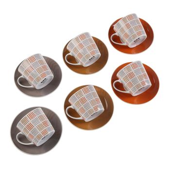 Juego De Tazas De Café Dkd Home Decor Azul Marrón Gres (150 Ml) con Ofertas  en Carrefour