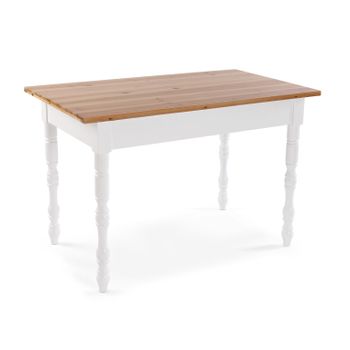 Mesa De Comedor Para Cocina, Terraza, Jardín O Comedor, , Medidas (al X L X An) 80 X 70 X 120 Cm, Madera, Color Marrón Y Blanco