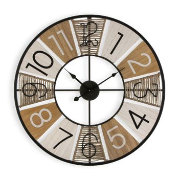 Reloj De Pared Decorativo Para La Cocina, El Salón, El Comedor O La Habitación, Marrón Y Negro, 58x4x58cm