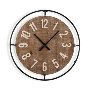 Reloj De Pared Decorativo Para La Cocina, El Salón, El Comedor O La Habitación, Marrón Y Negro, 60x5x60cm