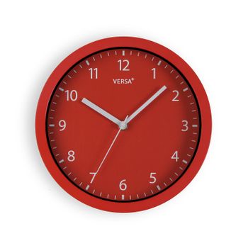 Versa Relojes De Pared De Estilo Moderno, Medidas (al X L X An) 25 X 4 X 25 Cm, Color Rojo