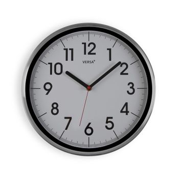 Reloj De Pared Decorativo Para La Cocina, Salón O Comedor, Estilo Sencillo Y Tradicional, Medidas (al X L X An) 30.5 X 30.5 X 4.3, Color Blanco Y Plateado