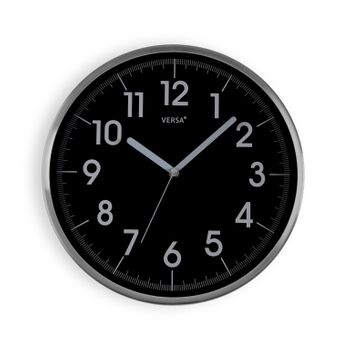 Reloj De Pared Decorativo Para La Cocina, Salón O Comedor, Estilo Sencillo Y Tradicional, Medidas (al X L X An) 30.5 X 30.5 X 4.3, Color Negro Y Plateado