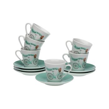 Taza Cafe Porcelona Con Plato Set 6 Ud Marca Versa