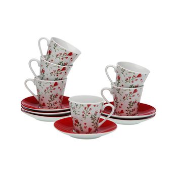 Taza Cafe Porcelona Con Plato Set 6 Ud Marca Versa