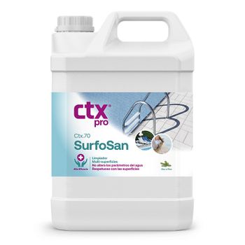 Surfosan Ctx-70 - 5 Litros - Producto Líquido Neutro Con Potente Acción Higienizante Para La Desinfección De Superficies En Piscinas.