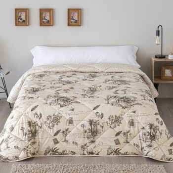 Acomoda Textil – Edredón Nórdico De Sedalina Con Borreguito 240x250cm.  Edredón Sherpa Estampado Para Cama De 135 Y 150, Manta Cama Matrimonio Y  Sofá De Invierno, Cálida Y Suave. (flor) con Ofertas